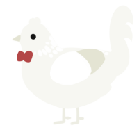A white chicken with a neck-speckle pattern