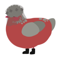 Soldier, a red and ash chicken with a neck-speckle pattern