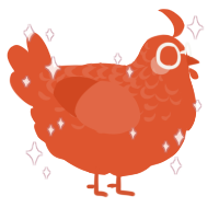 A vermilion chicken with a half-lace pattern