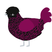 Pepper, a black and wine chicken with a double-lace pattern