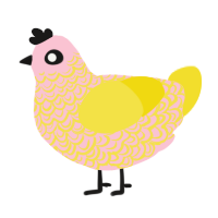 plucked, a rose and yellow chicken with a double-lace pattern