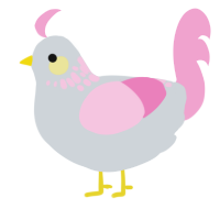 Cherish, a mist and pink chicken with a neck-speckle pattern