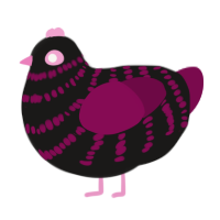 black rose duelist, a sable and wine chicken with a bar pattern