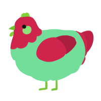 A spring and crimson chicken with a head pattern