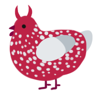 A crimson and mist chicken with a speckle pattern