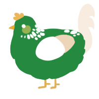 (unnamed), a viridian and cream chicken with a neck-speckle pattern