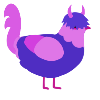 Pepto Abysmal, a indigo and orchid chicken with a head pattern