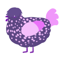 Oddball, a overcast and lavender chicken with a speckle pattern