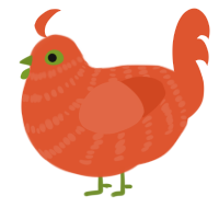 Tangerine, a vermilion chicken with a bar pattern