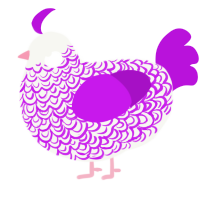 Sugar Plum Fairy, a white and amethyst chicken with a double-lace pattern