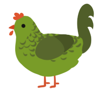 A chartreuse and olive chicken with a half-lace pattern