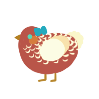 A red and cream chicken with a half-lace pattern