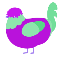 A amethyst and spring chicken with a head pattern