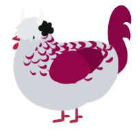 The Fury, a mist and maroon chicken with a half-lace pattern