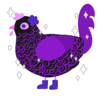 Milka Coral, a sable and violet chicken with a double-lace pattern
