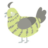 A lemon and ash chicken with a bar pattern