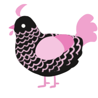Hermia, a sable and pink chicken with a lace pattern