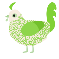 green thing, a cream and grass chicken with a double-lace pattern