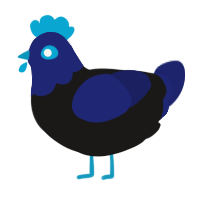 A sable and navy chicken with a head pattern