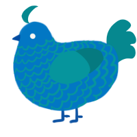 A sapphire and teal chicken with a lace pattern