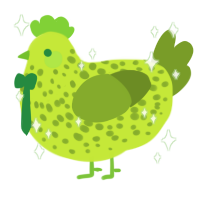 Citronette, a lime and chartreuse chicken with a speckle pattern