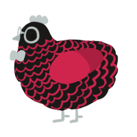 A sable and crimson chicken with a lace pattern