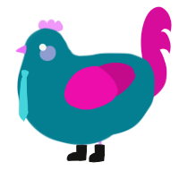 Hatsune Chicku, a sea and fuchsia chicken