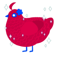 Emily, a maroon chicken with a lace pattern