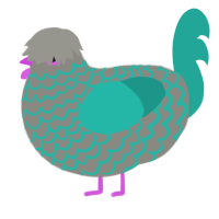A ash and turquoise chicken with a lace pattern