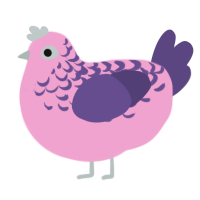 A pink and overcast chicken with a half-lace pattern