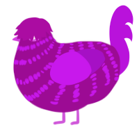 plum, a plum and amethyst chicken with a bar pattern