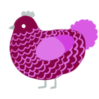 A maroon and orchid chicken with a lace pattern