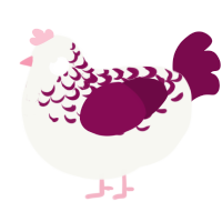 A white and wine chicken with a half-lace pattern