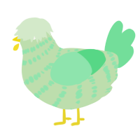 A gluppy and spring chicken with a bar pattern