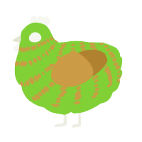 A grass and gold chicken with a bar pattern