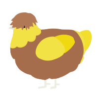 A brown and yellow chicken with a head pattern