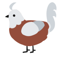 Choccy marshmallow, a russet and mist chicken with a head pattern