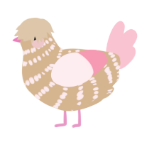 A beige and rose chicken with a bar pattern