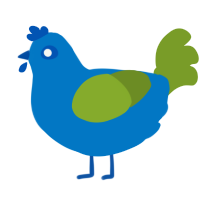 A sapphire and chartreuse chicken