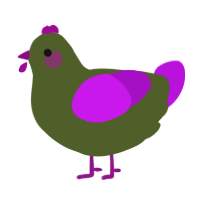 grin, a olive and amethyst chicken