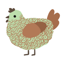 A gluppy and brown chicken with a double-lace pattern