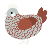 A silver and russet chicken with a lace pattern