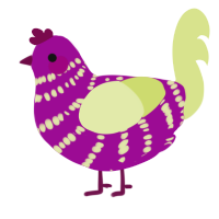 A plum and lemon chicken with a bar pattern