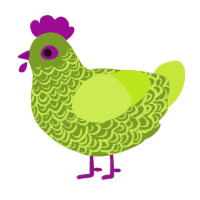 A chartreuse and lime chicken with a double-lace pattern
