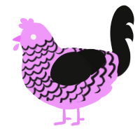 Xyx, a lavender and black chicken with a lace pattern