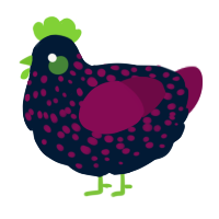 Dieased plum, a tumblr and wine chicken with a speckle pattern
