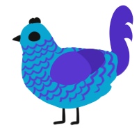 A cerulean and indigo chicken with a lace pattern