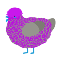 Trin, a amethyst and ash chicken with a double-lace pattern