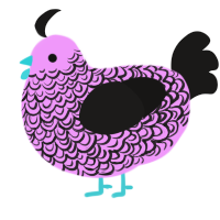 Grey Mic, a lavender and sable chicken with a double-lace pattern