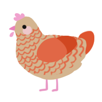 dandelion gum, a beige and vermilion chicken with a lace pattern